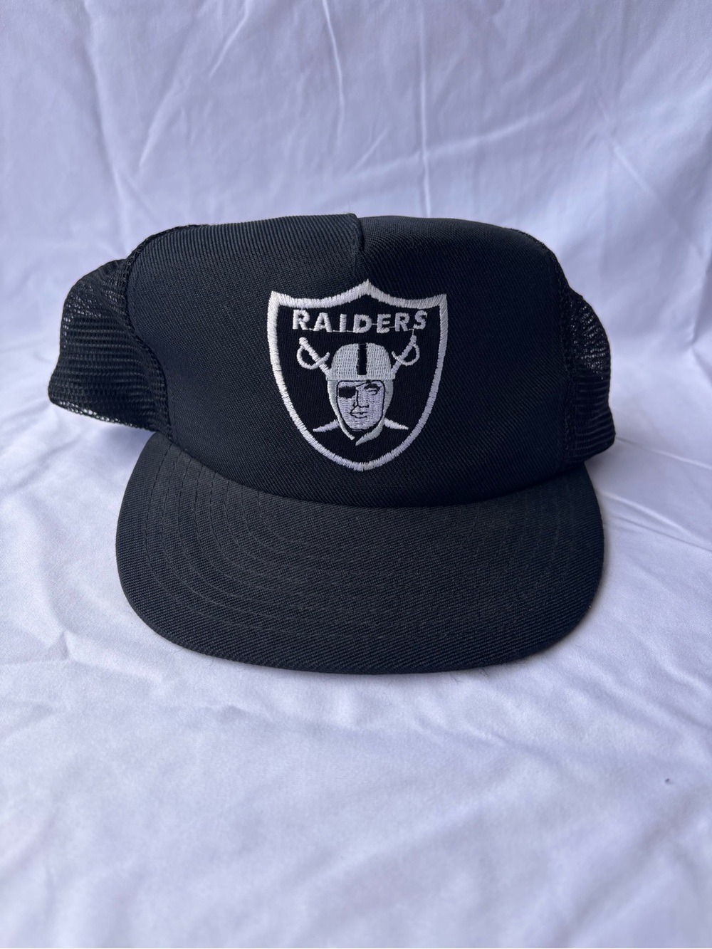 Oakland Raiders Black Annco Trucker Hat with White Logo